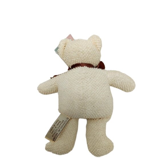 Flowers Inc Balloons White Teddy Bear Brown ribbon bow Stuffed Animal plush 7" - Picture 4 of 8